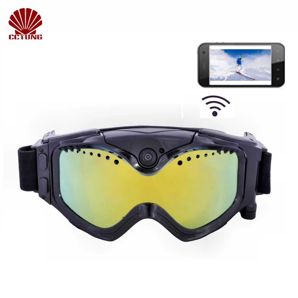 1080P HD Ski-Sunglass Goggles WIFI Camera & Colorful Double Anti-Fog Lens for Ski with Free APP Live Image Video Monitoring