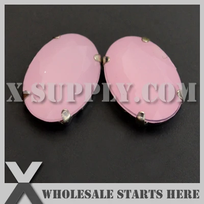 

10x14mm Mounted H22 Pink Opal Oval Acrylic Rhinestone in Silver NICKEL Sew on Setting,Pointed Back,DHL Free Shipping