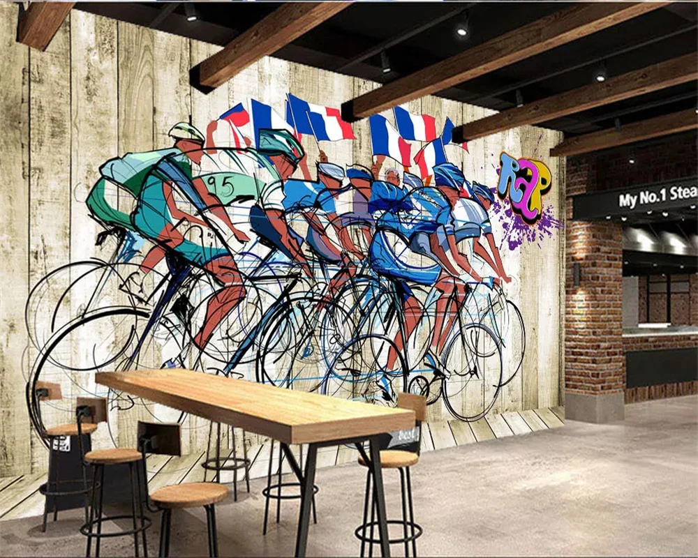 

beibehang Custom Photo Wallpaper Cycling gym stylish restaurant Ktv gym Health room decoration wall 3d wallpaper papel de parede