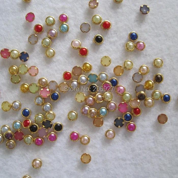 100pcs Cute OD-114 4mm Nail Art Gold Mix Colors Pearl Nail Art Decoration