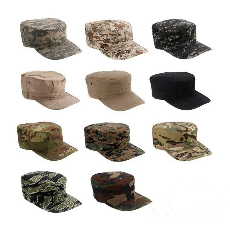 Tactical Flat Top Baseball Caps Breathable Unisex Adjustable Sunshade Sports Fishing Cap Tactical Hats Camo Hat