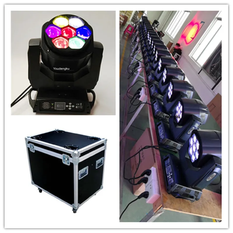 8 pieces with flightcase Mini 4 in 1 rgbw beams zoom LED Moving Head Light B eye stage beam quad led moving head 7x15