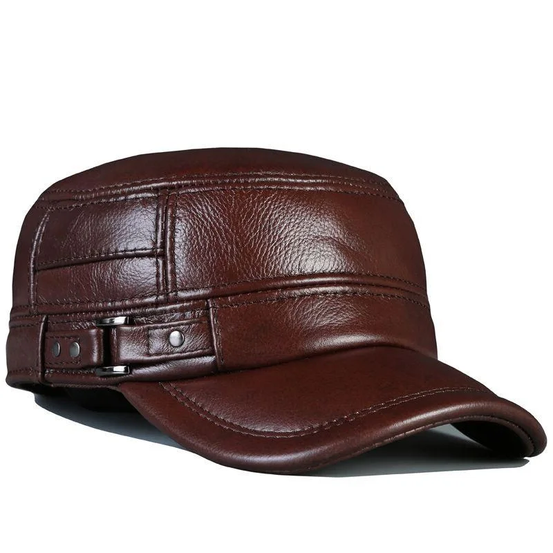 2020 Men's genuine leather baseball cap hat brand new spring real cow leather beret caps hats