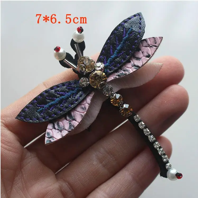 1Pcs Rhinestone Dragonfly Beaded Patch for Clothing Sewing on Beading Applique Shirt Shoes Bags Apparel DIY Decoration Patches