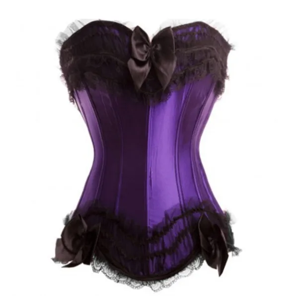 Sexy Fashion Lace Overbust Corsets Waist Cincher Bustiers Slimming Under Wear Satin Bows Plastic Boned Body Shaper Corset