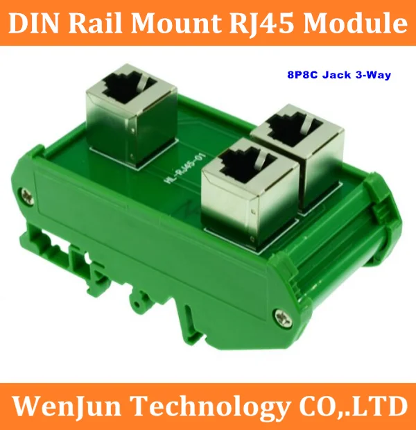 

3 x RJ45 female 8P8C horizontal breakout board with Din rail mounting bracket and panel mounting foot --1pcs/lot