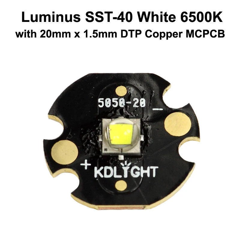 Luminus SST-40 N4 BA White 6500K LED Emitter with 16mm / 20mm DTP Copper MCPCB