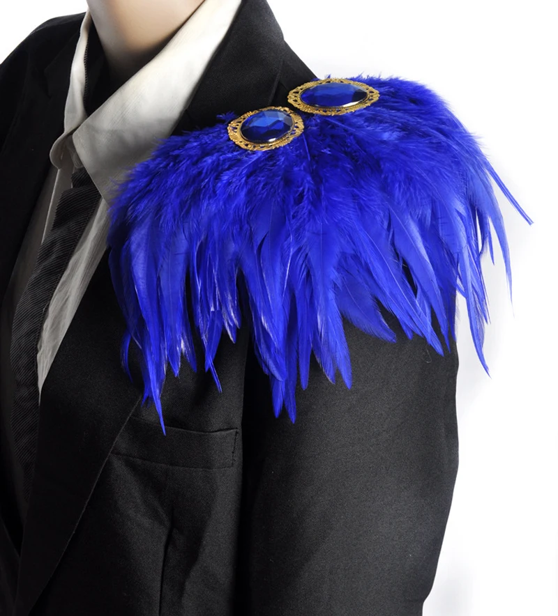 Handmade pheasant/ostrich feather crystal  epaulette/epaulet shoulder/host performance costume men blazer accessories wholesale