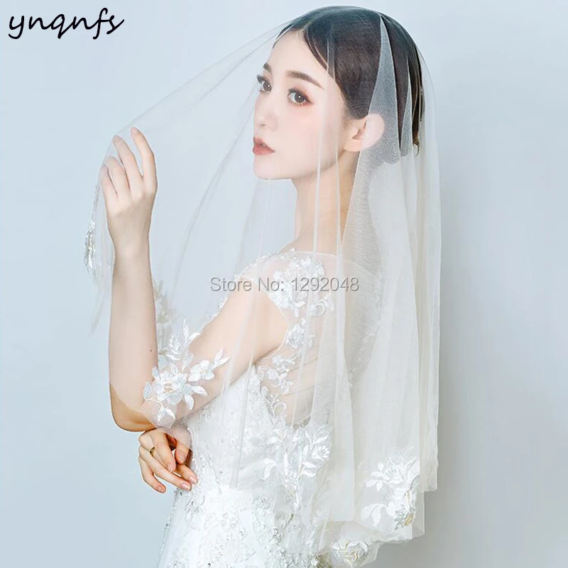 YNQNFS V66 Real Pictures white Lace Bridal Veil   Hair Decoration Wedding Accessories Voile de Mariee Velo  Women's veil