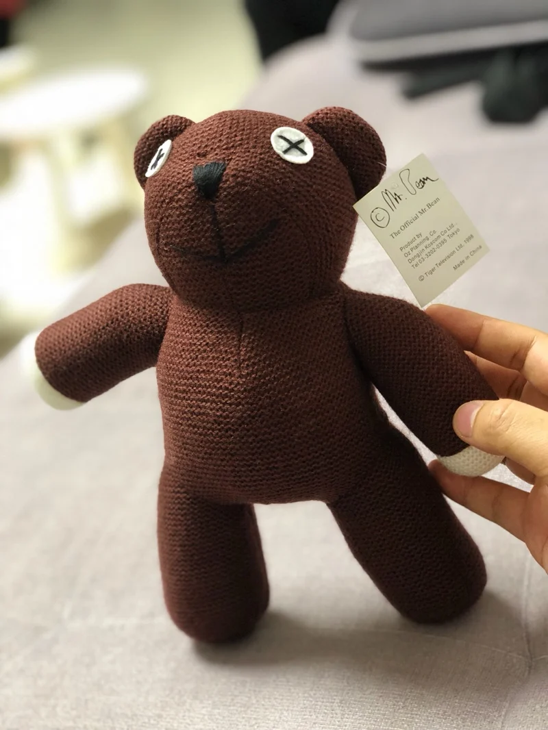 Lavorato a maglia Teddy Bear Mr Bean Teddy Bear Peluche Bambola di Pezza Morbido Marrone Figura Bambola Divertente Regalo Di Compleanno Peluche Giocattolo per dei Bambini del capretto