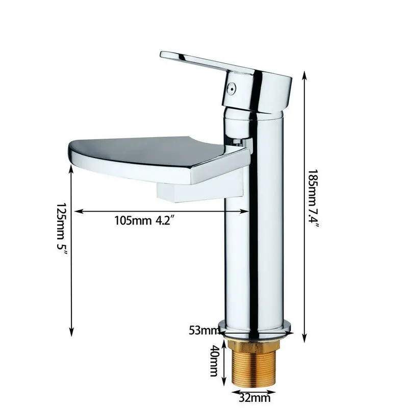 JIENI Chrome Brass Waterfall Spout Bathroom Faucet Bathroom Basin Mixer Tap with Hot and Cold Water Taps Round Spout