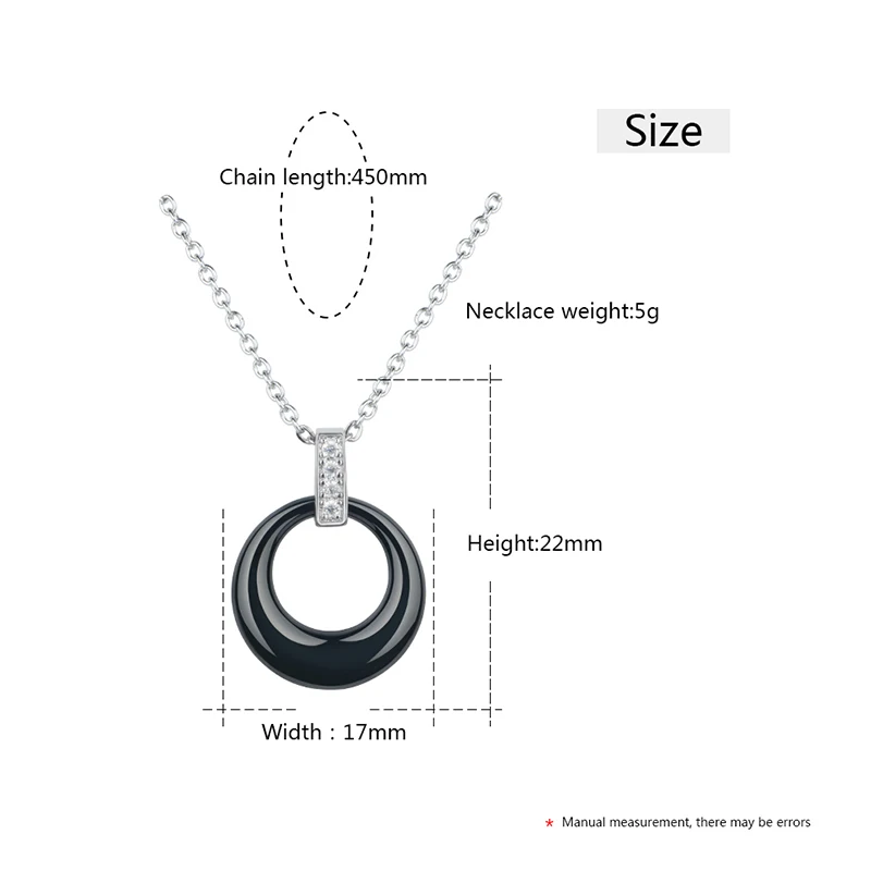 Fashion Simple Chain Circle Ceramic Pendant Necklace Women Crystal Necklaces Collier Femme Jewelry Correntee Jewelry