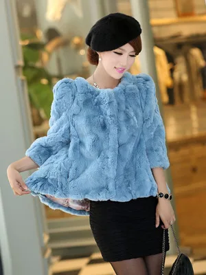 The beaver rabbit skin hair short fur coat winter cloak splicing 7 minutes of pure color female coat sleeve of the tide