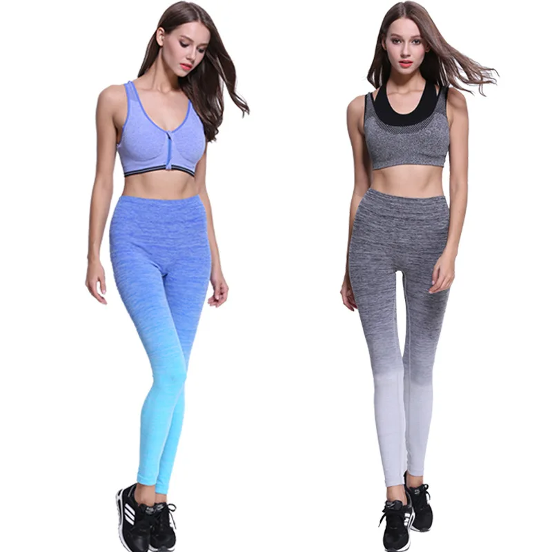 Lady Alta Elastic Skinny Leggings Treino Gradiente Mulheres Deportivas mujer Macio Respirável Secagem Rápida Jeggings Gótico