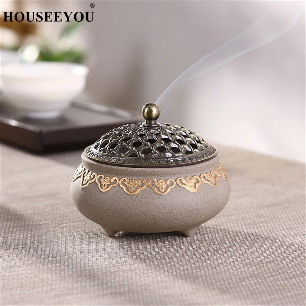 Ceramic Mosquito Repellent Incense Burner Coil Aroma Censer Smell Removing Living Room Decor Porcelain Coil Incense Holder