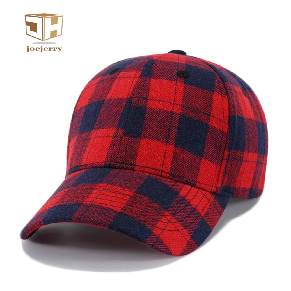 

JOEJERRY Baseball Cap Men Women Red Plaid Cap Hip Hop Snapback Baseball Hat Sun Visor