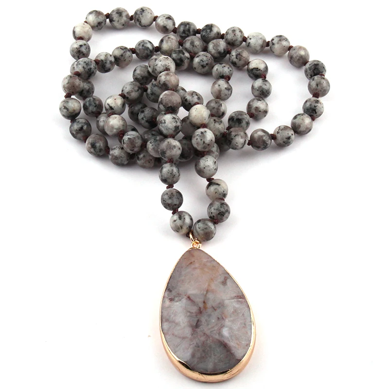 Bohemian Jewelry Fashion Stone Knotted Natural Stone Pendant Necklaces For Women