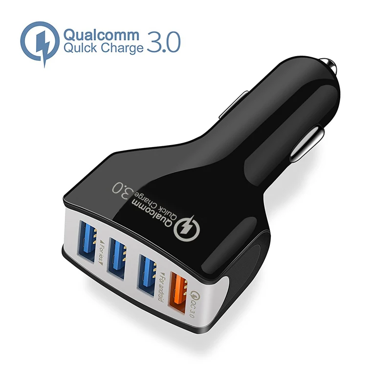 QC3.0 Car Charger 4 Port USB Fast Quick Smart Mobile Phone Charger For Samsung Huawei Xiaomi IPhone IPad Universal Car-Charger