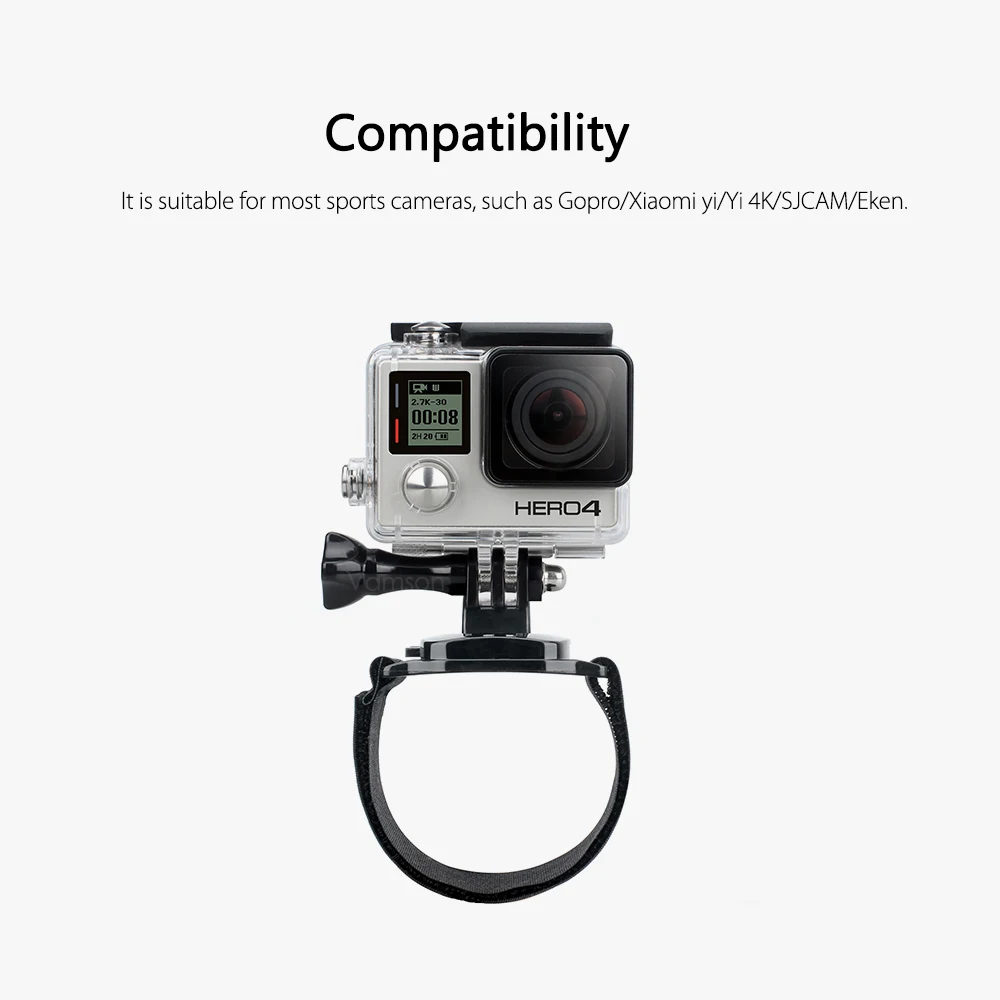 Vamson-Support de dragonne pour Gopro, rotation à 360 degrés, résistant, adapté pour GoPro Fore8, 7, 5, 6, 4 Session, Yi, 4K, SJCapture d'écran, Costumes VP