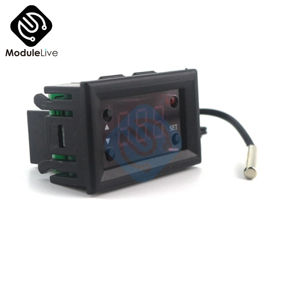 W1218 DC 12V Red Blue LED Digital Display Temperature Controller Thermostat Regulator Governor Control Speed with NTC Sensor