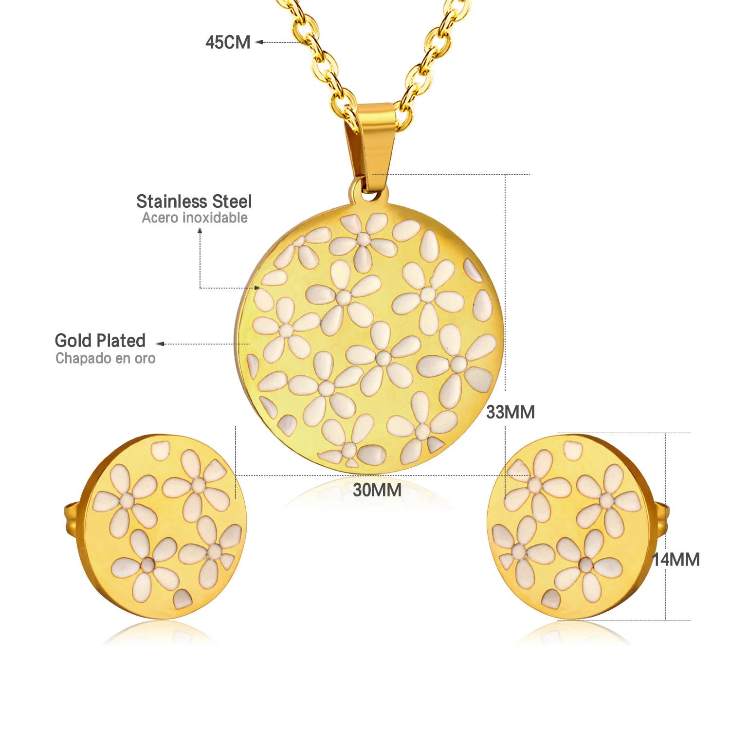 LUXUSTEEL ensemble collier Sets Golden Color Flower Shell Pendant Necklace Earring Brinco Bijoux Wedding Party Wholesale