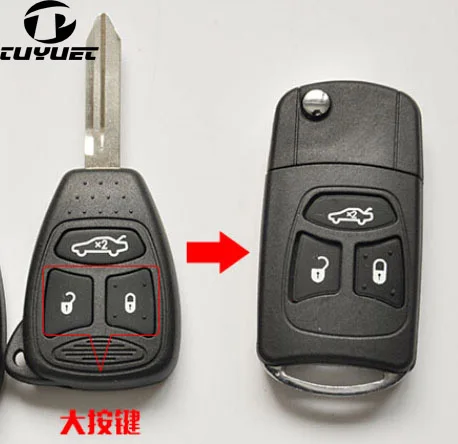 

Flip Key Shell Modified for Chrysler 300C Remote Combo 3 Button (No Battery Location)