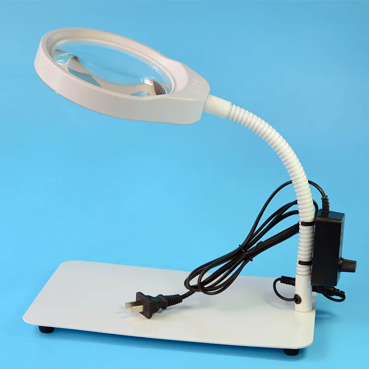 8X 10X Desktop Magnifying Glass With LED Lights Illuminated White Optical Glass Magnifer PCB Precision Parts Inspection