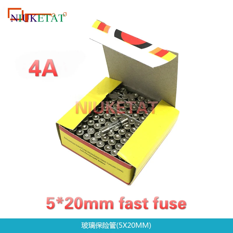 

100pcs/box 5*20mm 4A 250V Fast fuse 5*20 F4A 4000mA 250V Glass Fuse