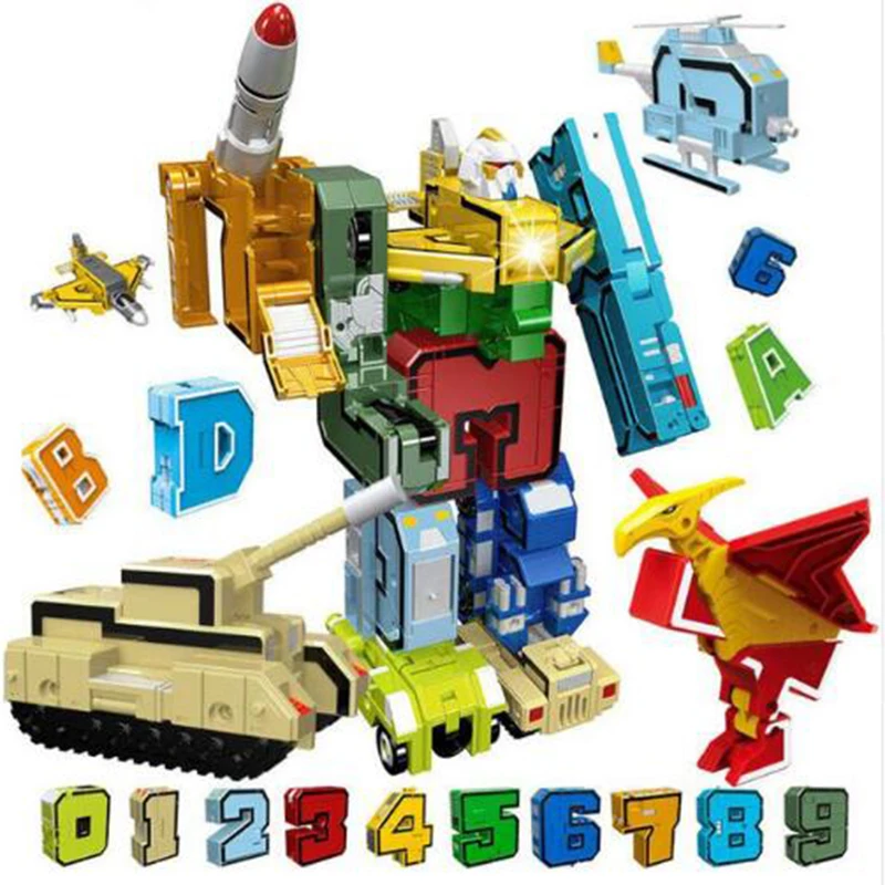 10Pcs Creative Transformation Number Robot Assembling Educational Blocks Action Figure Number Robot Deformation Robot Toy