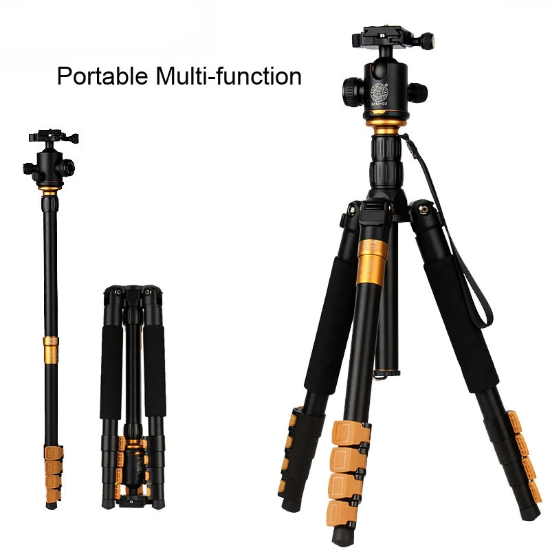 

QZSD Q570A Professional Tripod Monopod for DSLR Camera Ball Head Travel Portable Reflexed Photography Tripod For Sony Canon