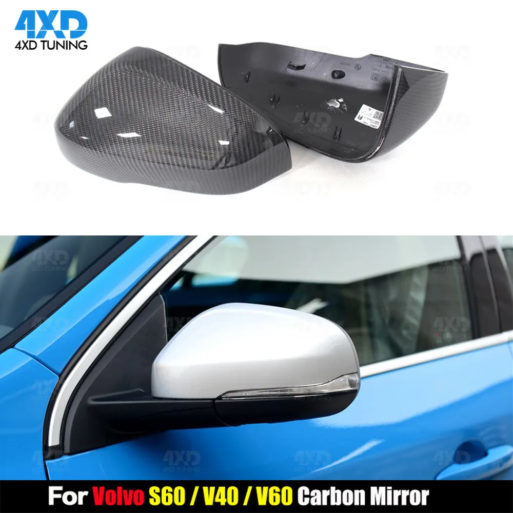 

V40 Side Mirror Cover For Volvo V60 S60 Carbon Fiber RearView Mirror Case 1:1 Replacement styling 2012 2013 2014 2015 2016 2017