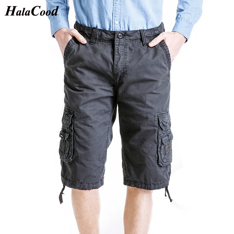 

Hot Fashion New 2018 Men's Cotton Cargo Shorts Casual Loose Short Pants Military Summer Style Knee Length Plus Size Shorts Male