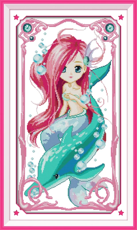 The daughter of the sea cross stitch kit cartoon 14ct 11ct count print canvas stitching embroidery DIY handmade needlework