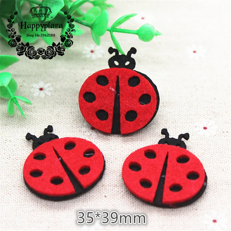 10pcs Lovely Non-woven Fabric Cartoon Ladybug Applique Patches DIY Craft, Nursery Room, Kindergarten Decoration