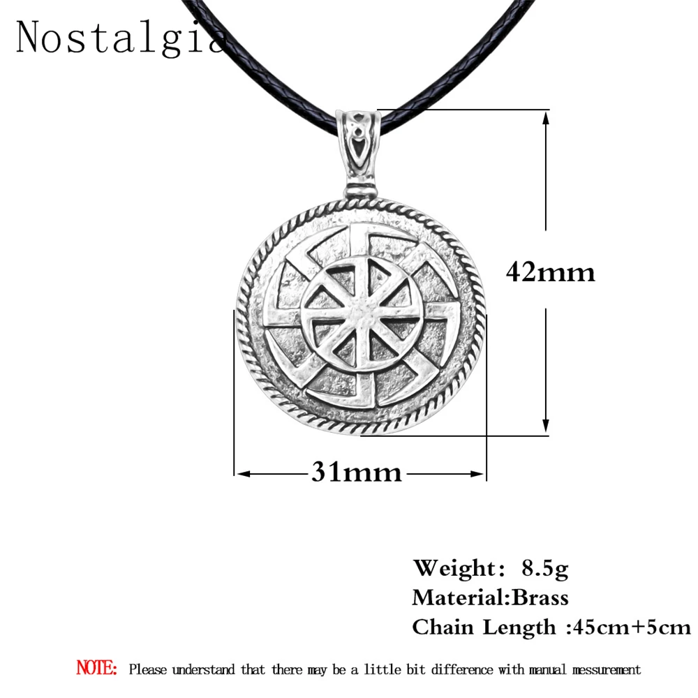 Slavic Antique Silver Color Kolovrat Pendant Necklace Slavic Amulet Sun NEW Wheel Kolovrat Pendant For Men Fashion Charm Jewelry