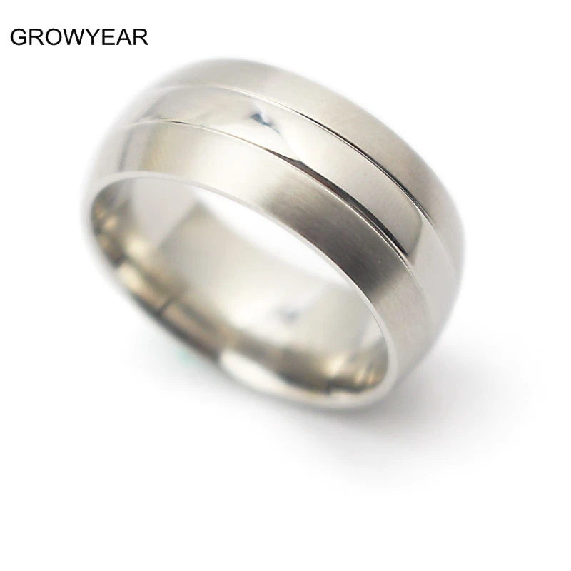 Silver Color Men Wedding Band Rings Stainless Steel Jewelry Two Tone Finger Ring Size 9 11 12