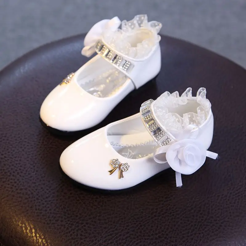 New Spring Girls Shoes Princess Ballet Flats Dance Party Wedding Shoes Rhinestone Children Shoes for 3-12 Years Old Kids