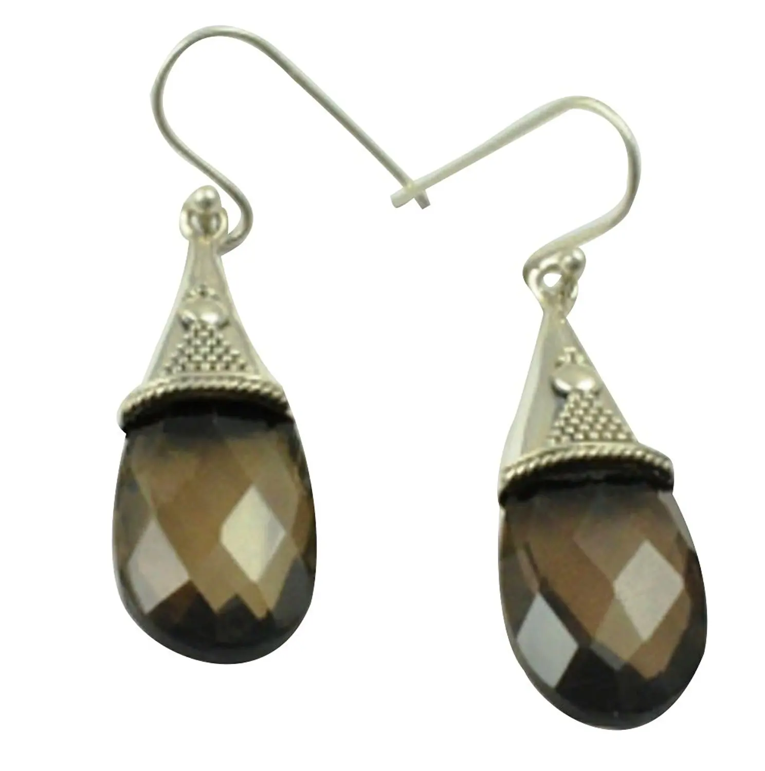 LoveGem Genuine Smoky Quartz EARRINGS 925 Sterling Silver Jewelry, 45.8mm, AE2399