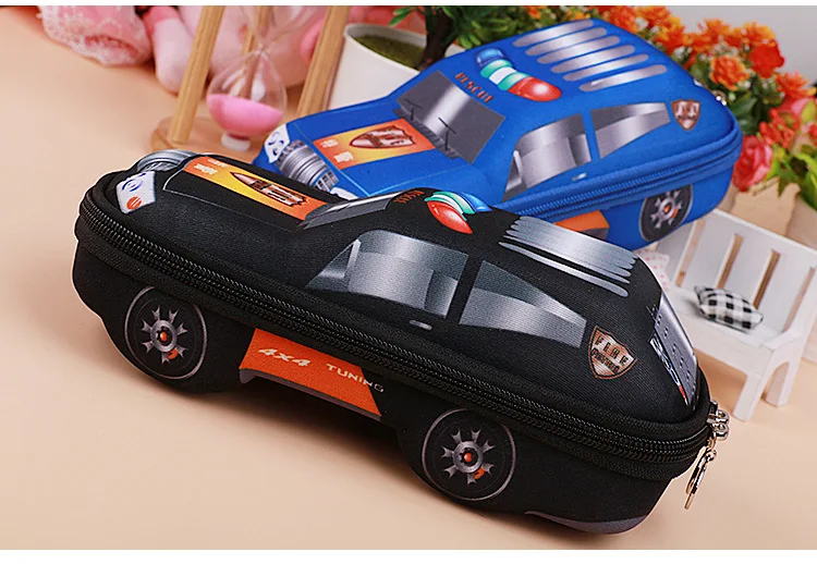 Astuccio A Forma Di Auto Della Polizia SUV In EVA - Grande Capacità 23x10x6,5 Cm, Impermeabile E Antishock Per Bambini - 2
