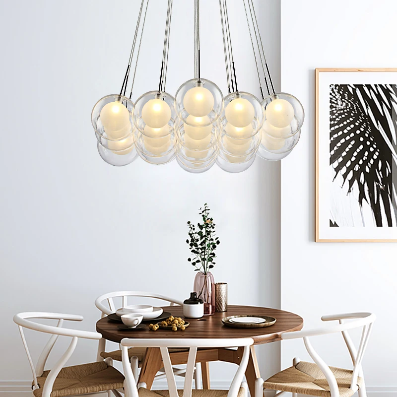 Modern LED Ceiling Chandelier Living Dining Room Children\'s Bedroom Loft Pendant Light Fixtures Glass Ball Bubbles Hanghing Lamp