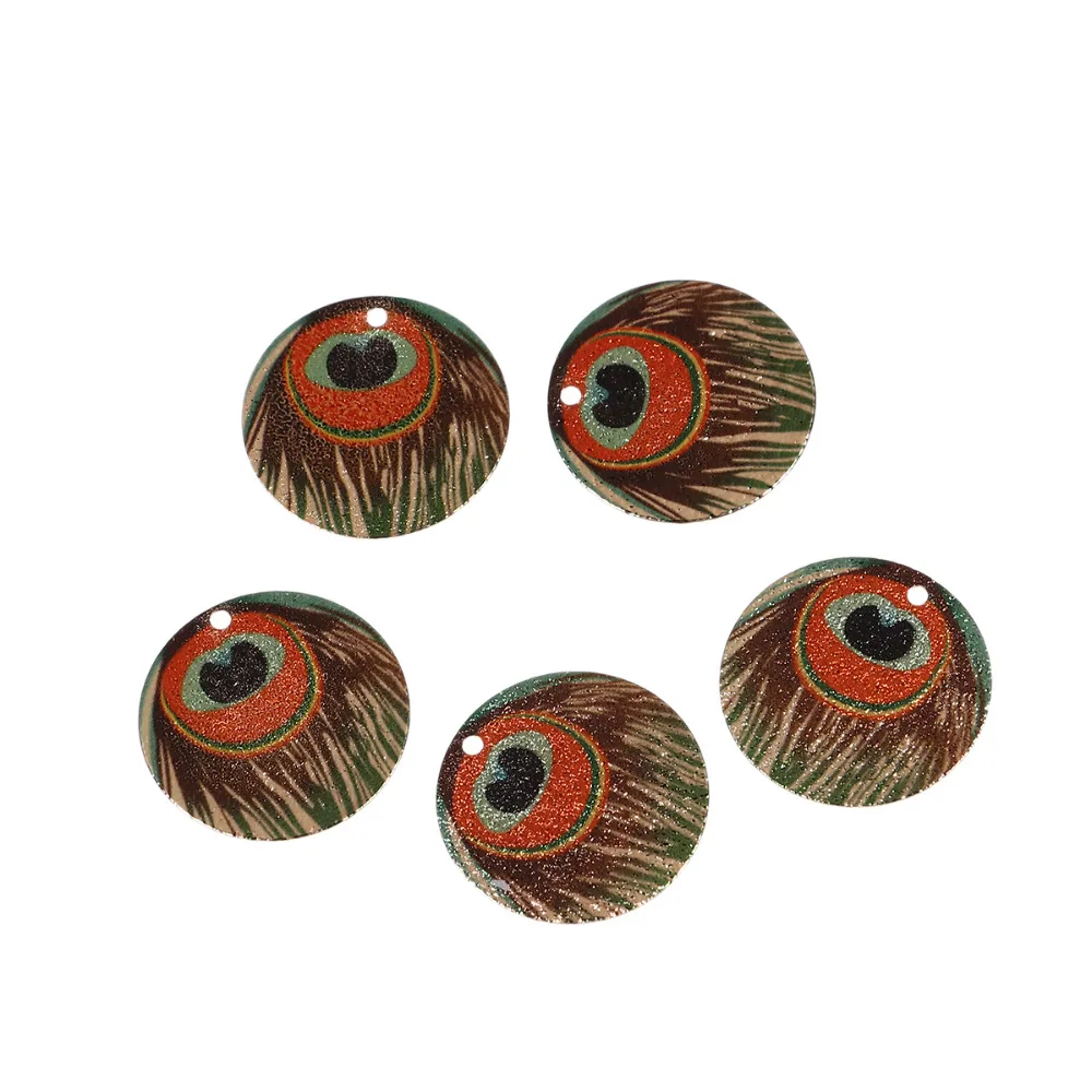 5pcs 20mm Vintage Copper Charms Round Gold Color Multicolor Enamel Painting Pendants DIY Necklace Earrings Jewelry Accessories