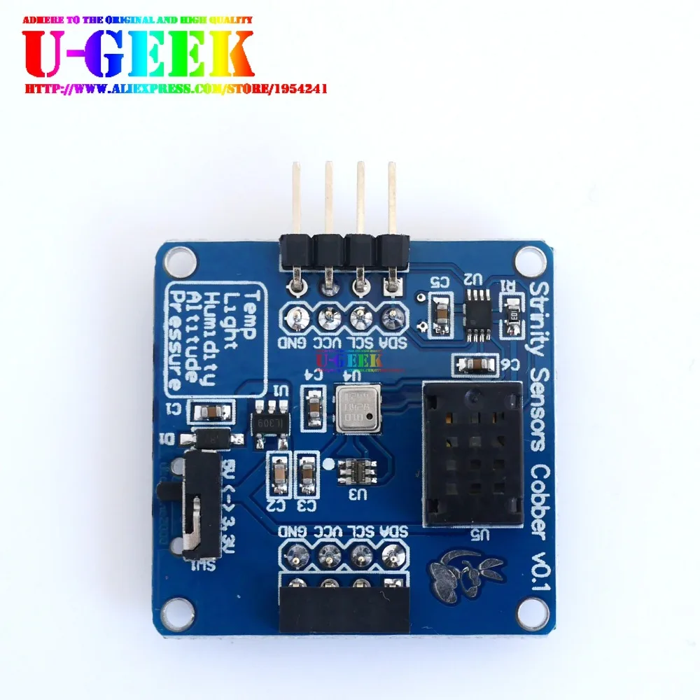 UGEEK Temperature, Barometric, Altitude, Light, Humidity Five in One Sensor Module for Arduino Raspberry Pi 3 2 B+,Suport Stack