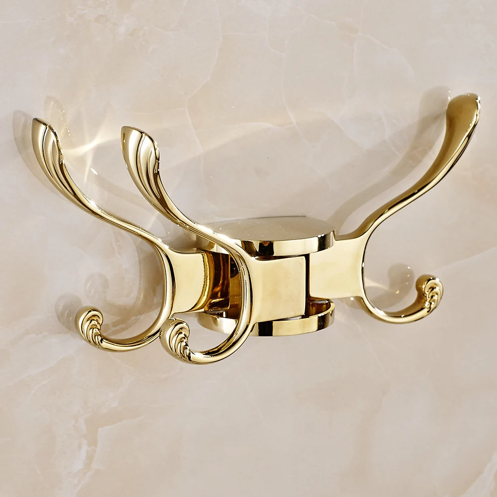 Robe Hooks Europe Rotation Three Hooks Chrome Wall Clothes Rack Cloth Hook Wall Hook For Bathroom Accessory Key Hanger Useful