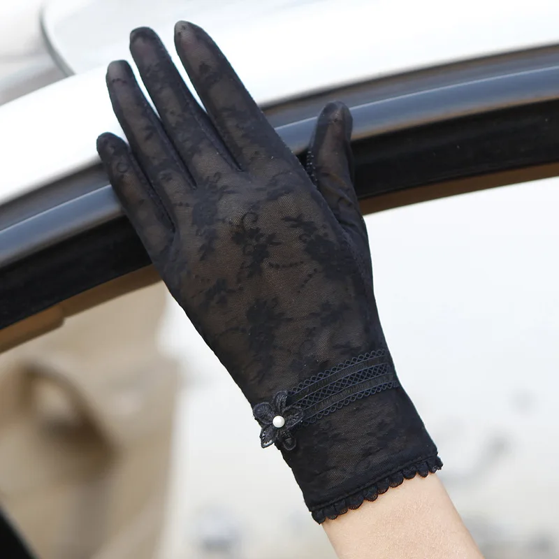 Sexy Spring Summer Women Autumn UV Sunscreen Short Sun Gloves Fashion Ice Silk Lace Driving Of Thin Touch Screen Gloves G06F