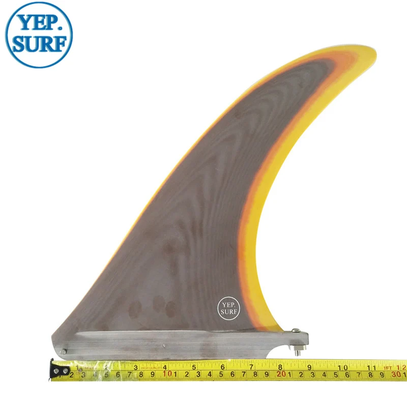 YepSurf Longboard زعانف الألياف الزجاجية طول 11 بوصة زعنفة ركوب الأمواج اللون البني زعنفة ركوب الأمواج 11 بوصة جودة عالية