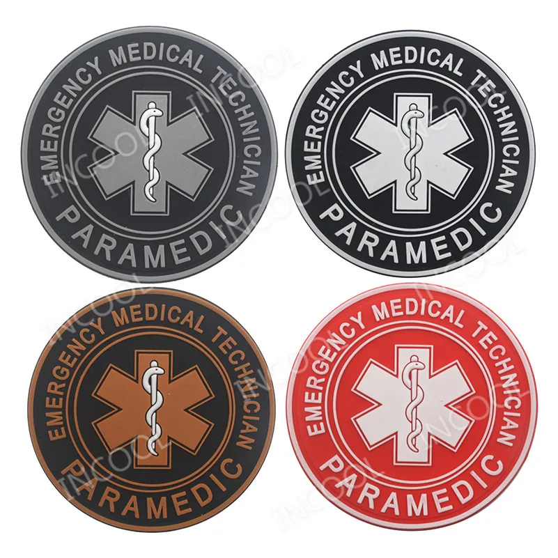 US USA Flag EMT Patch Paramedic Medic Medical First Aid Embroidered Patches PVC RUbber Badges Appliqued Chevron Patches Sticker
