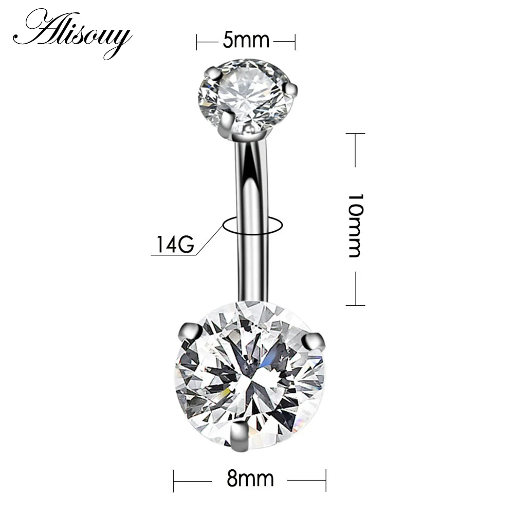 Alisouy New Brand AAA Zircon Style Crystal Body Jewelry Belly Button Ring Body Piercing Navel Piercing Silver Color Ombligo