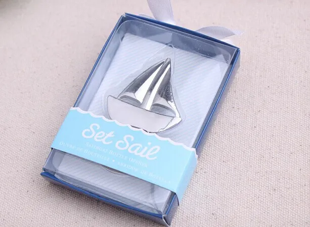 (25 Pieces/lot) Unique Beach themed Wedding Favor of Sailboat bottle openers wedding souvenirs and Event Party decoration gift