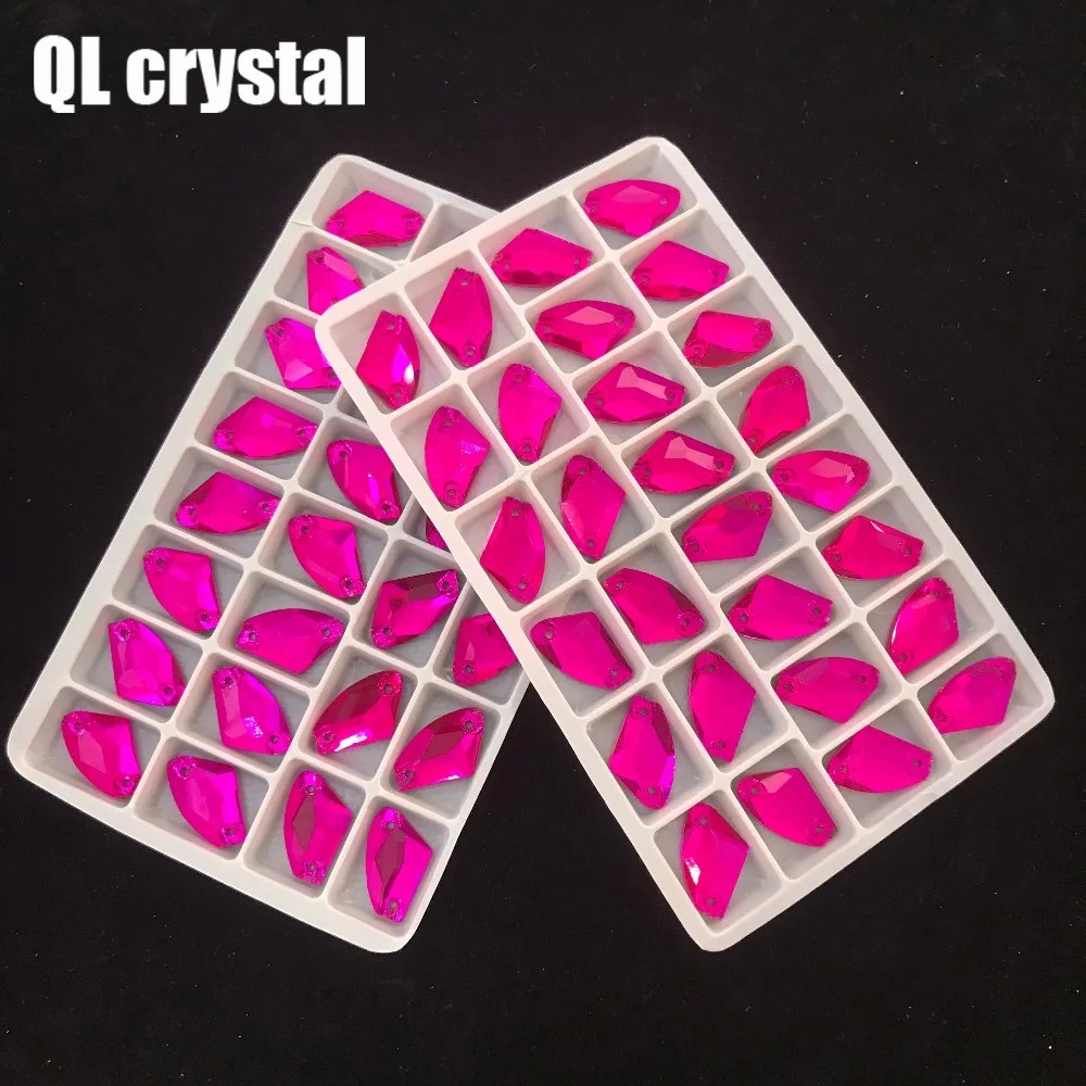 9x14,12x19mm Rose red AX  Crystal Rhinestone sew on Flatback Glass crystal for Wedding dress clothing DIY bags shoes clothes