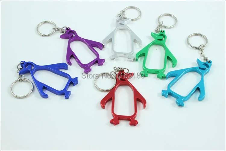 72Pcs/lot Penguin Metal Bottle Opener Can opener with Keyring Keychain Promotional Gift--Free shipping